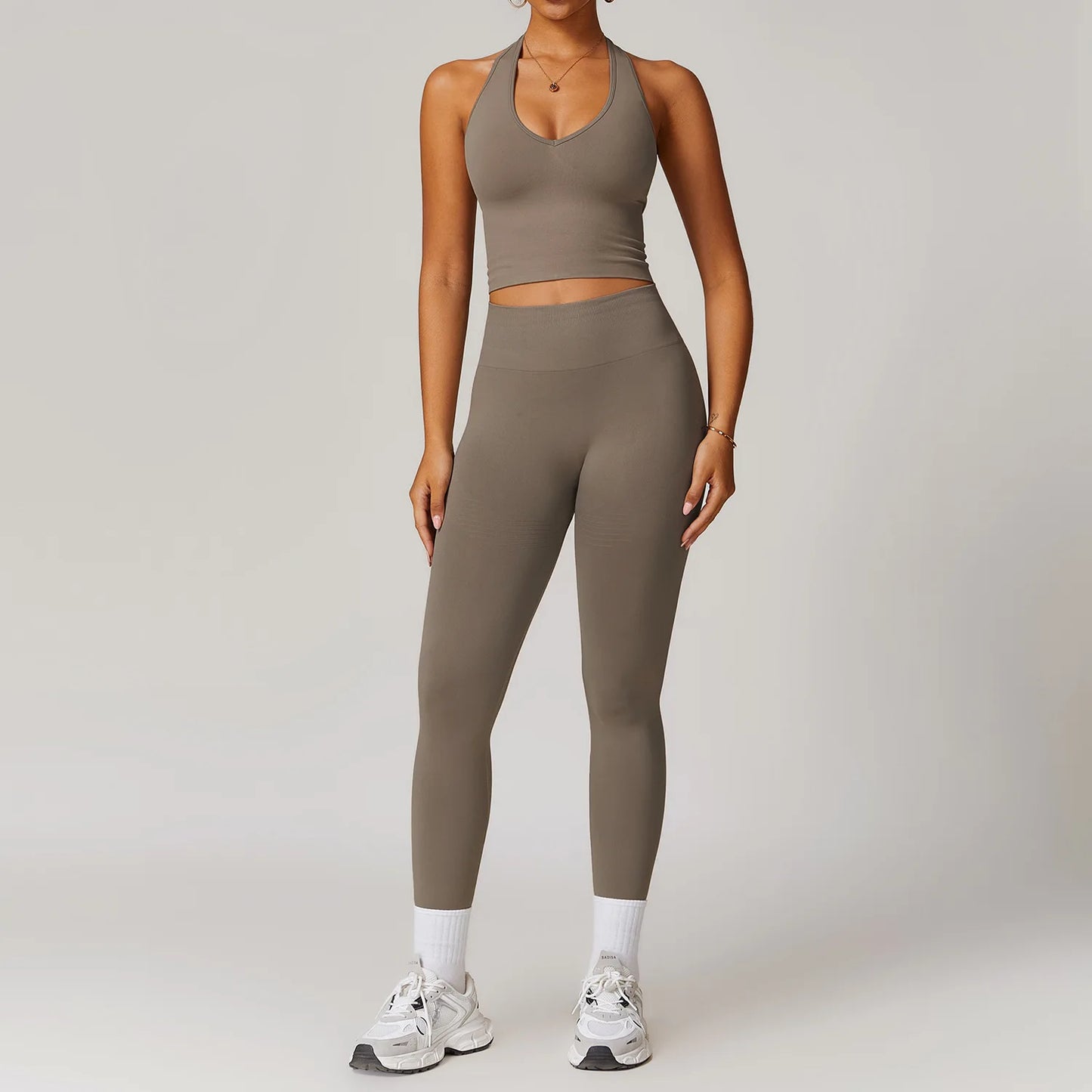Women’s Seamless 2/3 Piece Yoga Set – Fitness Workout Sportswear with Leggings, Sports Bra & Long Sleeve Gym Outfit