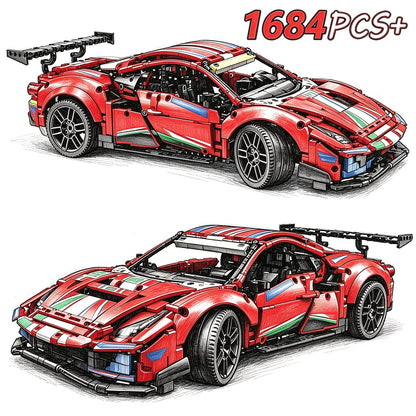 1684-Piece 1:8 Scale Racing Car Building Blocks - DIY Sports Car Model Kit for Display and Collectors
