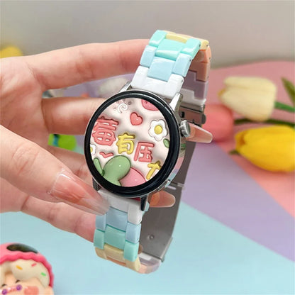 Cute Rainbow Candy Resin Watch Band for Samsung Galaxy Watch 4/5/6/7 Pro – Sport Bracelet Strap 20mm/22mm