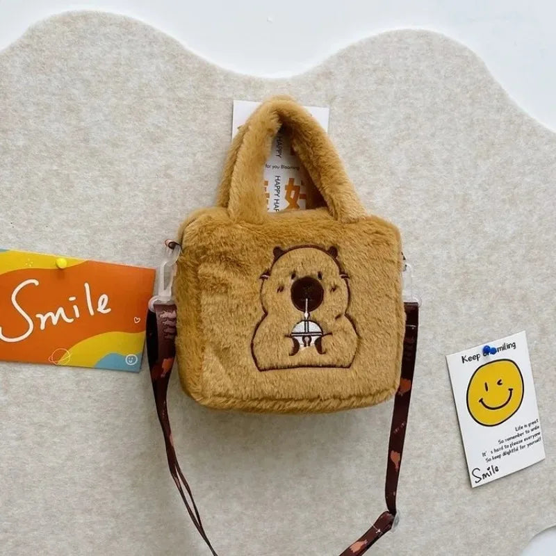Cartoon Plush Crossbody Bag - Cute Kapybara Plush Doll Handbag, Anime Peripheral, Children's Coin Bag