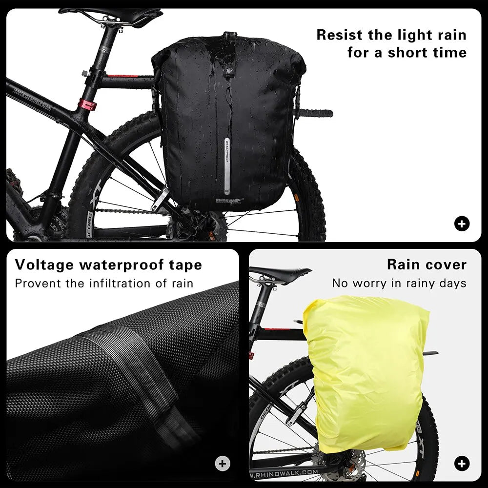 Rhinowalk 20L Bike Pannier Bag — Waterproof Rear Rack Bicycle Shoulder Backpack, Travel & Cycling Accessories