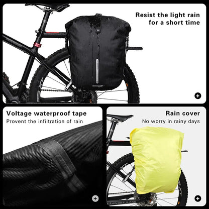 Rhinowalk 20L Bike Pannier Bag — Waterproof Rear Rack Bicycle Shoulder Backpack, Travel & Cycling Accessories