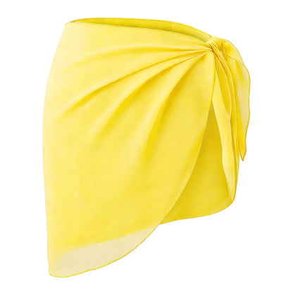 Women's Summer Sheer Sarong Cover-Up - Solid Chiffon Bikini Wrap Beach Skirt