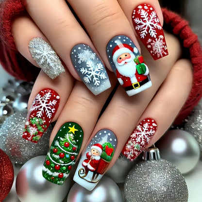 Christmas 3D Nail Art Stickers – Santa, Snowman, Tree, Snowflake & Holiday Designs