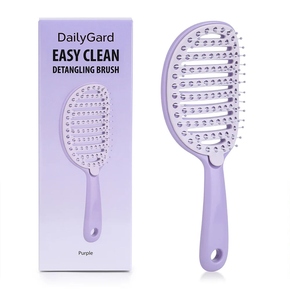 Self Cleaning Foldable Hair Brush with Anti-Static Massage Comb for Women and Home Salon Use