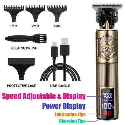 Vintage T9 Professional Electric Hair Clipper & Beard Trimmer – USB Rechargeable Portable Grooming Shaver for Men’s Hair Care & Styling Tool