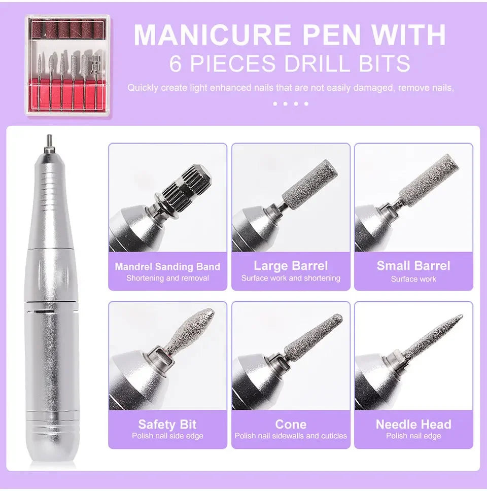 45000RPM Electric Nail Drill – Professional Rechargeable Nail File for Gel Nails, Portable Manicure Tool