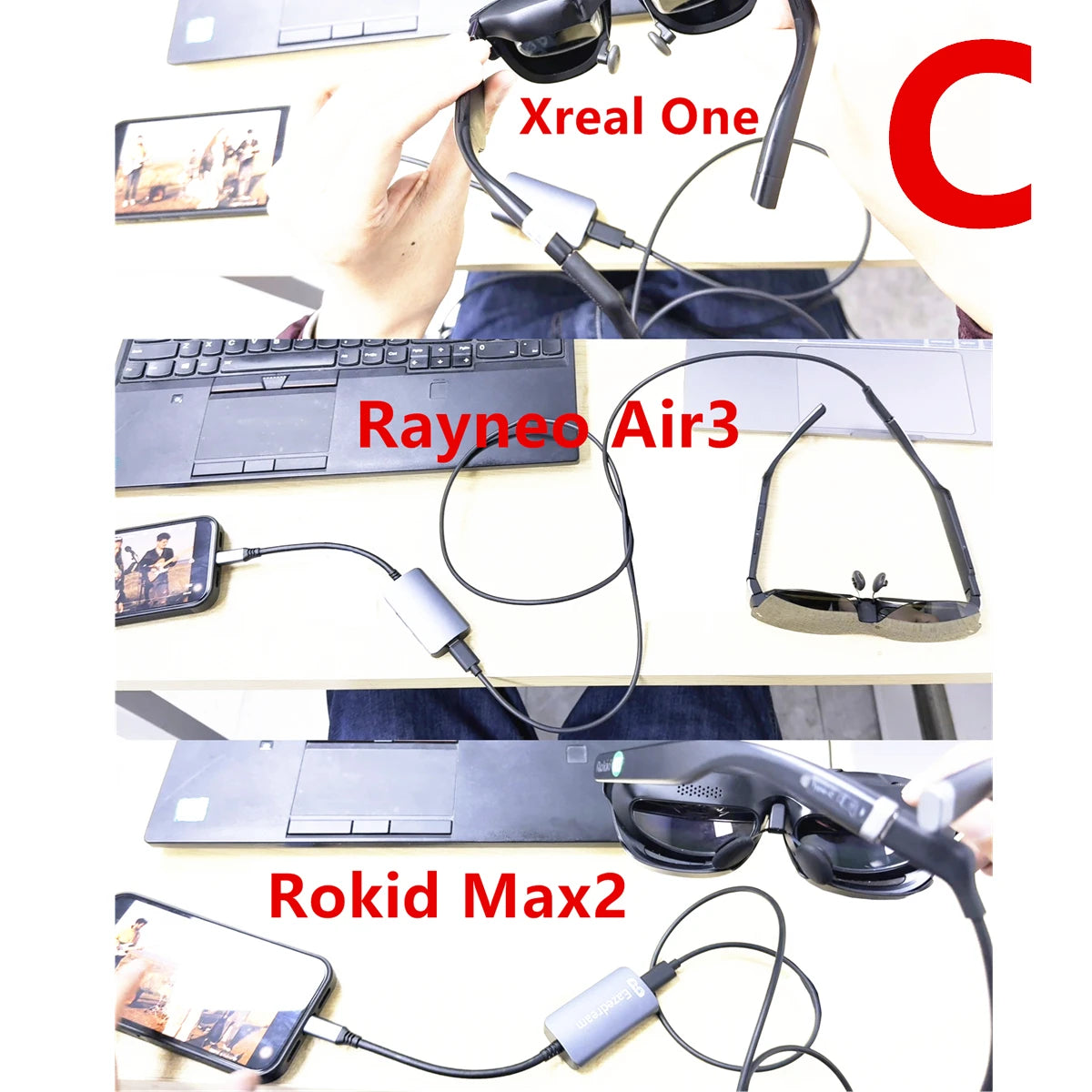 AR Glasses Hub Multi-Device Adapter – USB-C & HDMI Compatible Charging Dock for Xreal Beam, Viture, Rokid Station & RayNeo XR Devices
