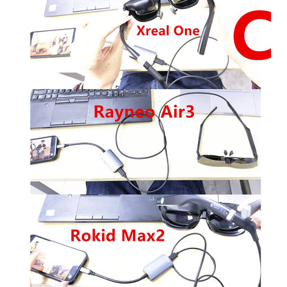 AR Glasses Hub Multi-Device Adapter – USB-C & HDMI Compatible Charging Dock for Xreal Beam, Viture, Rokid Station & RayNeo XR Devices