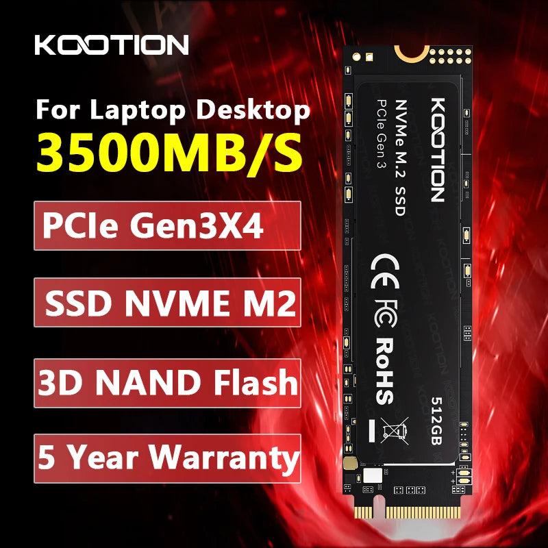 KOOTION X15 M.2 NVMe SSD – 256GB/512GB/1TB PCIe Internal Solid State Drive for Laptop & Desktop (MSI, Dell, HP Compatible)