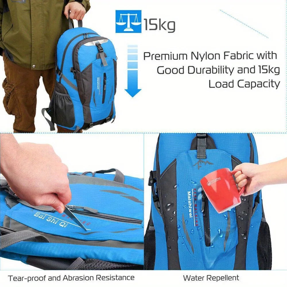 Men's Outdoor Hiking Backpack - Large Capacity, Lightweight, Waterproof Travel and Mountaineering Bag