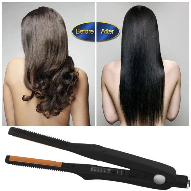 2-in-1 Ceramic Hair Straightener & Curler - Professional Flat Iron for Short Hair, Women, Men & Beard Styling