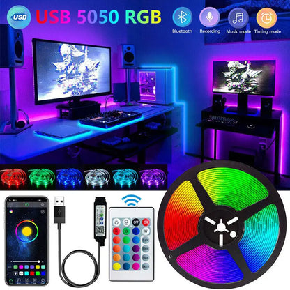 Bluetooth LED Strip Lights – Smart SMD 5050 Flexible Ribbon with App Remote for TV Backlight, Game Room & Home Decor