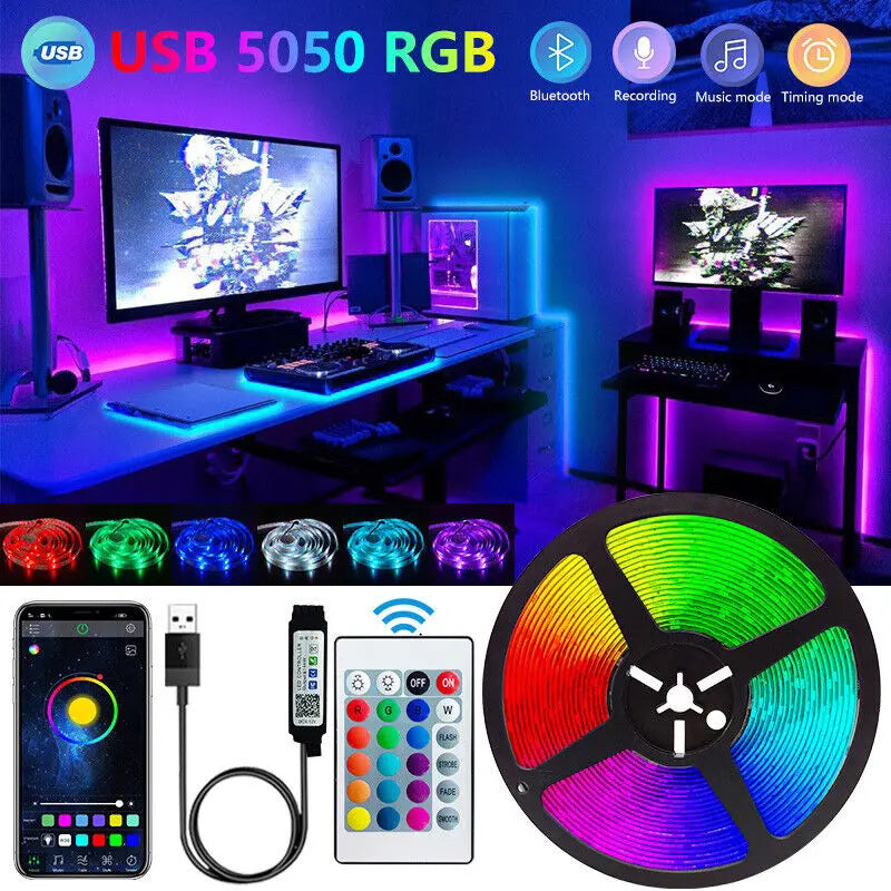 Bluetooth LED Strip Lights - Smart 5050 RGB App Remote TV & Home Decor Lighting