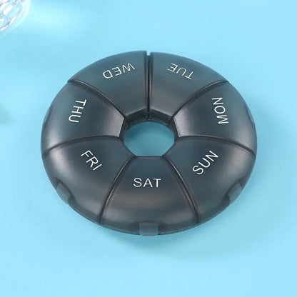 Portable Round Pill Case – 7-Day Weekly Tablet Organizer & Travel Storage Container