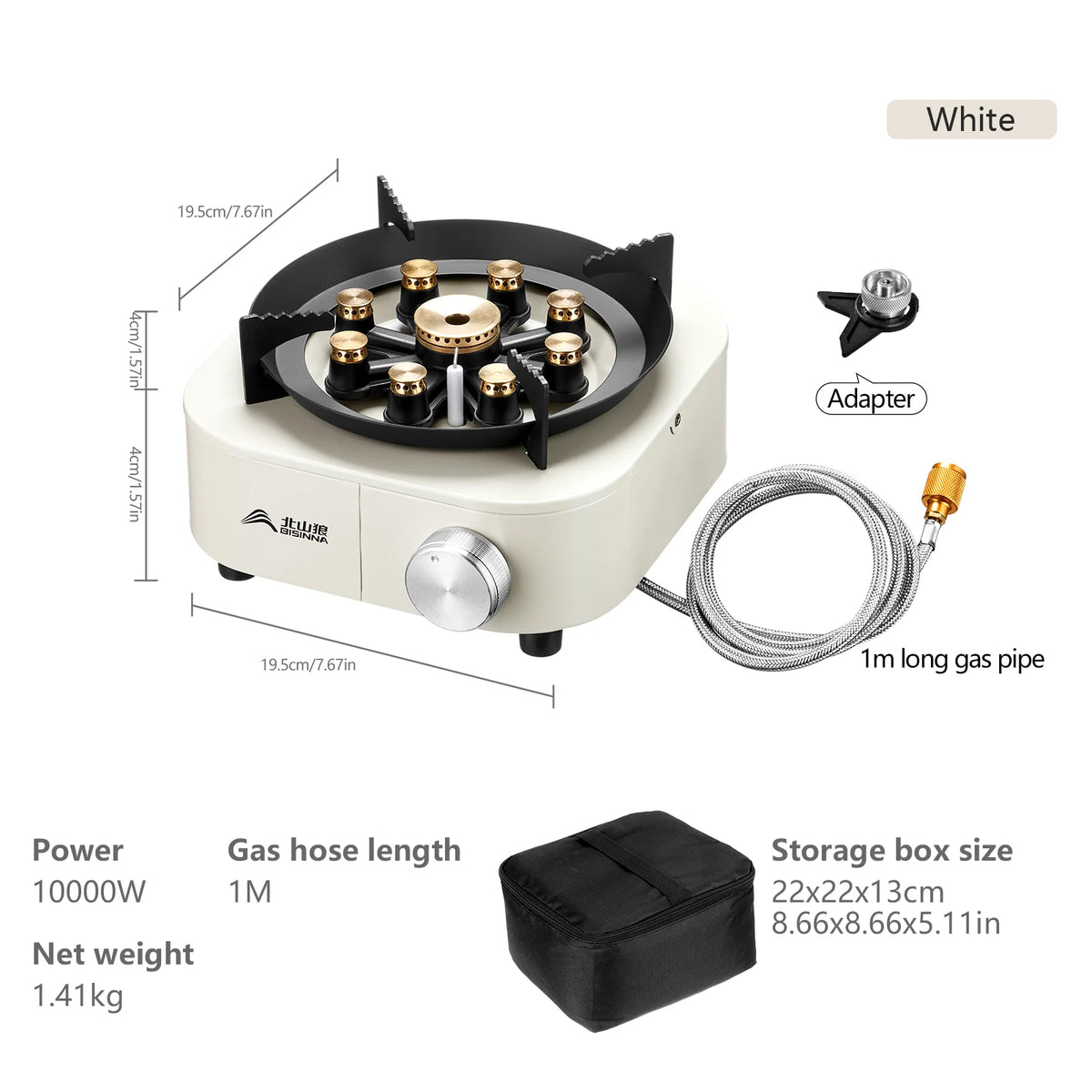 BISINNA Portable Camping Gas Stove - 10000W High-Power Outdoor Burner for Camping, Hiking, Picnics & BBQ