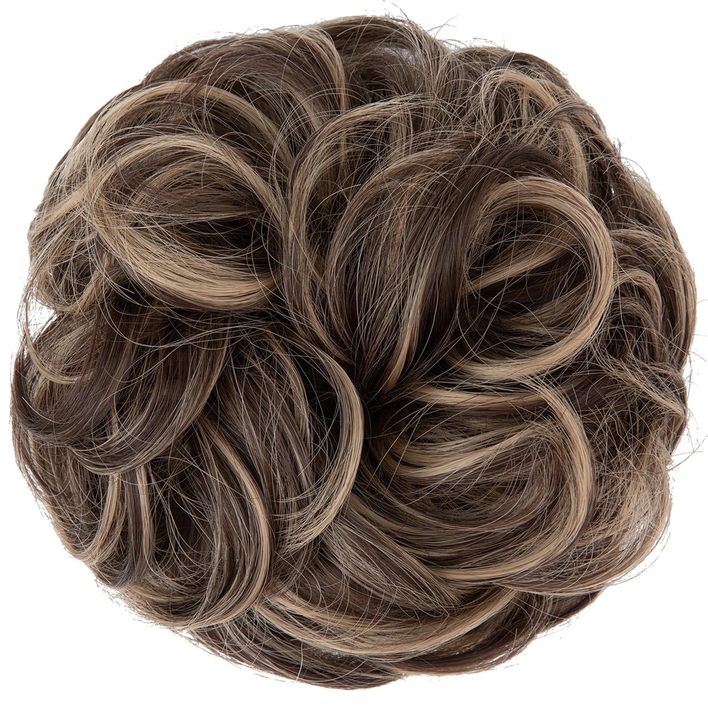 Synthetic Messy Hairpiece Chignon Scrunchie – Blonde & Brown Donut Bun for Women, Elastic Daily Use Hair Extension H9