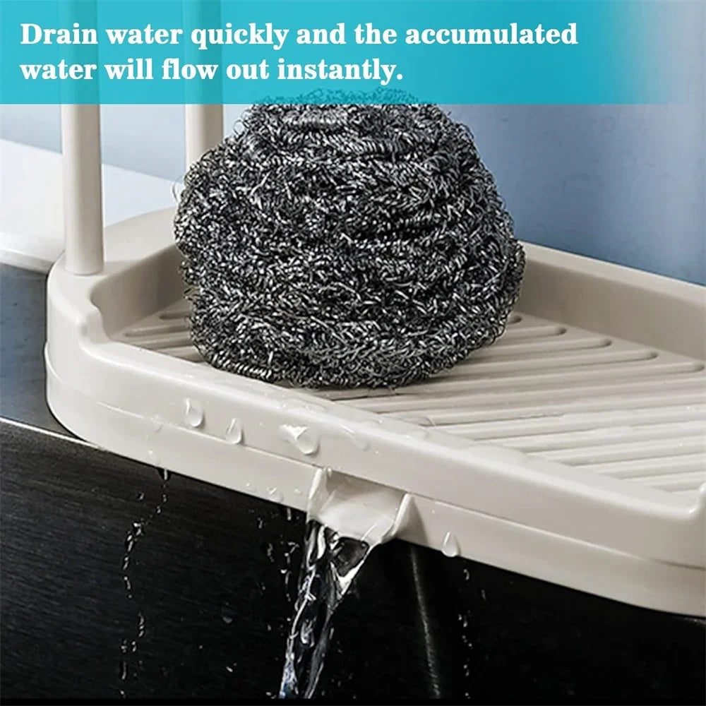 Kitchen Sink Drain Rack — Storage Basket for Sponge, Rag, and Wire Ball, Kitchen Accessories Shelf
