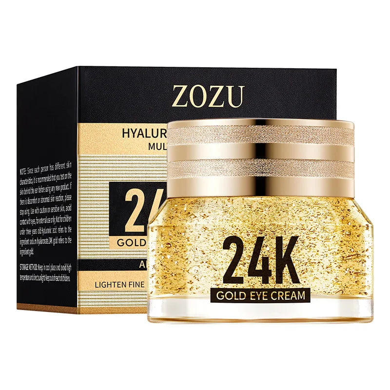 24K Gold Hyaluronic Acid Eye Cream - Firming & Moisturizing Eye Care for Dark Circles and Under-Eye Bags