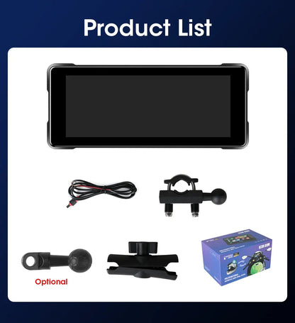 7-Inch Motorcycle GPS Navigation with Wireless Apple CarPlay & Android Auto – Waterproof Touchscreen Display, BT Connectivity, IPX7