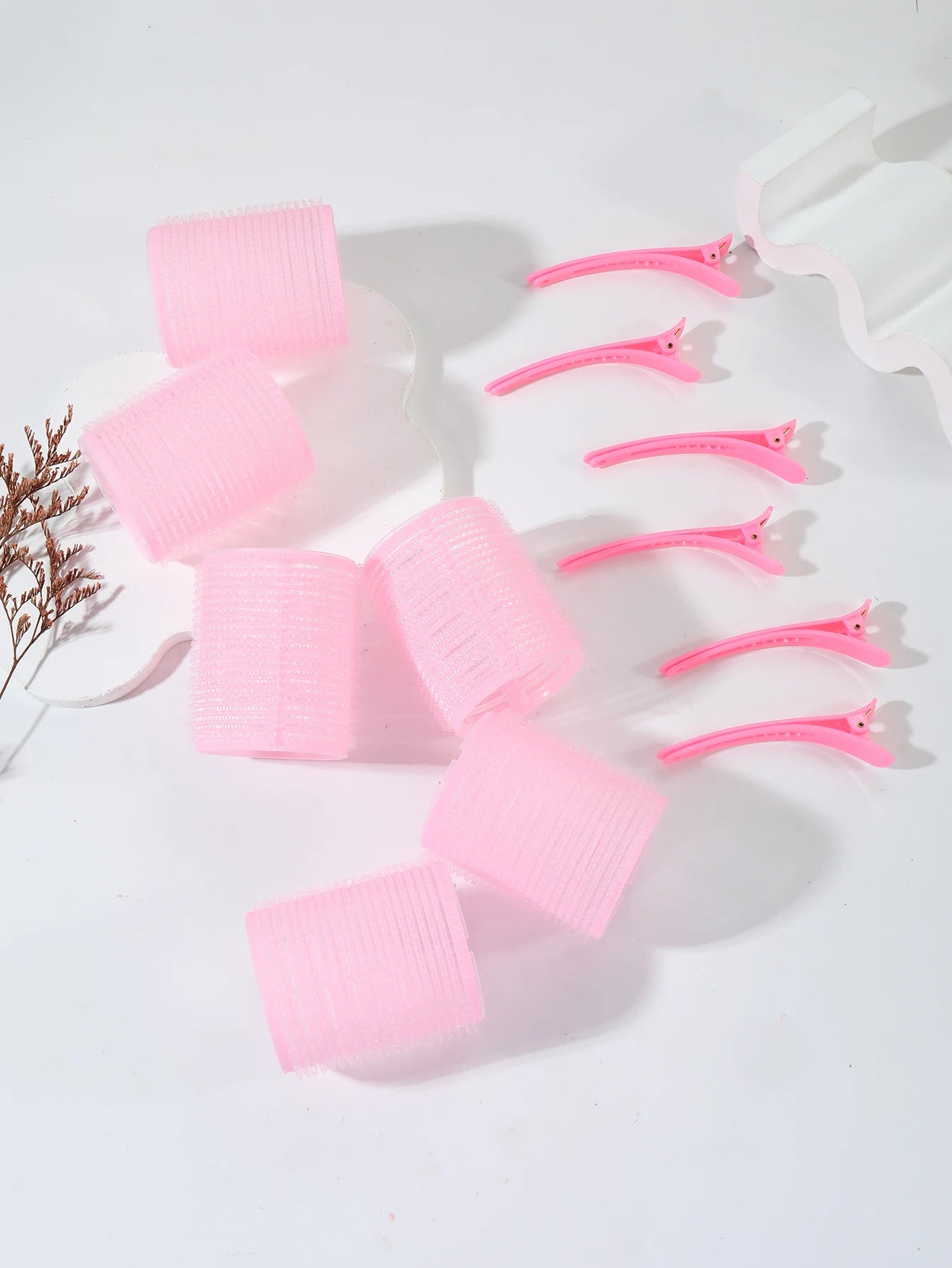 12pcs Air Bar Curling Iron Tube Set – Self-Adhesive Hair Rollers & Bangs Clips for Styling Real Hair & Wigs