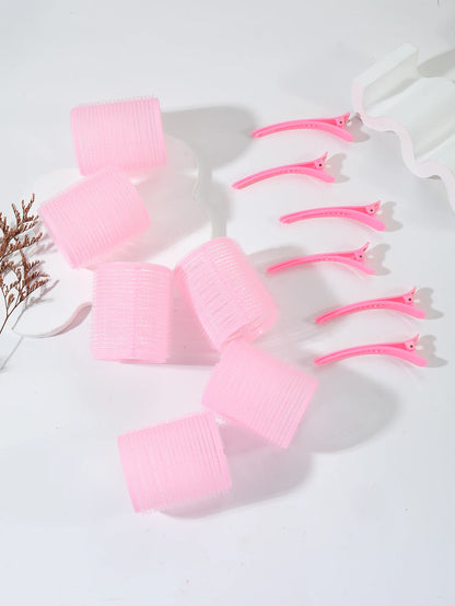 12pcs Air Bar Curling Iron Tube Set – Self-Adhesive Hair Rollers & Bangs Clips for Styling Real Hair & Wigs