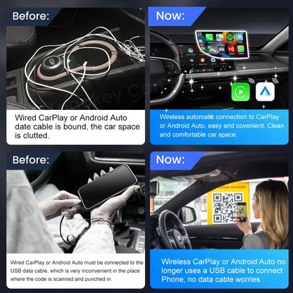 CarlinKit 5.0 Wireless CarPlay and Android Auto Adapter - 3 in 1 Wireless Car Adapter for Mazda, Toyota, Peugeot, Volvo, Kia - Supports Spotify