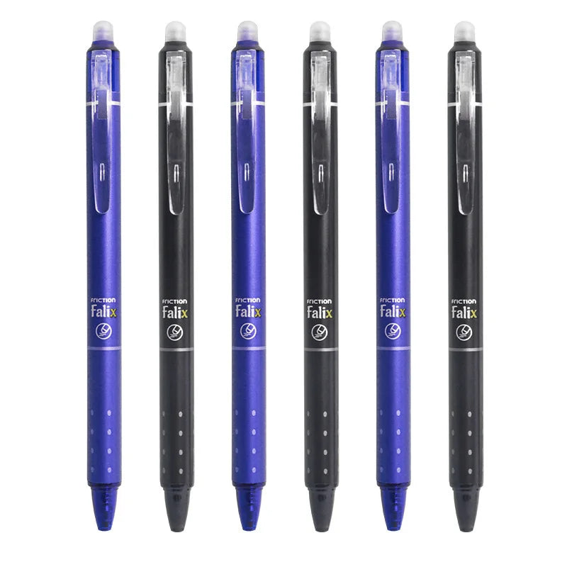 0.5mm Press-Type Erasable Gel Pens – Black & Blue Ink, Washable, Super Capacity Refills, Smooth Writing Bullet Pen