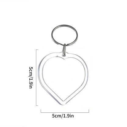 Clear Acrylic Photo Frame Keychains – Blank Rectangle Keyrings for Double-Sided Photos, DIY Supplies (5-100PCS)