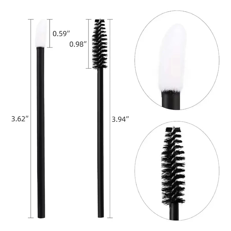 50/1000pcs Disposable Eyelash Brushes - Mascara Wands, Eyebrow Spoolie Applicators & Makeup Extension Tools