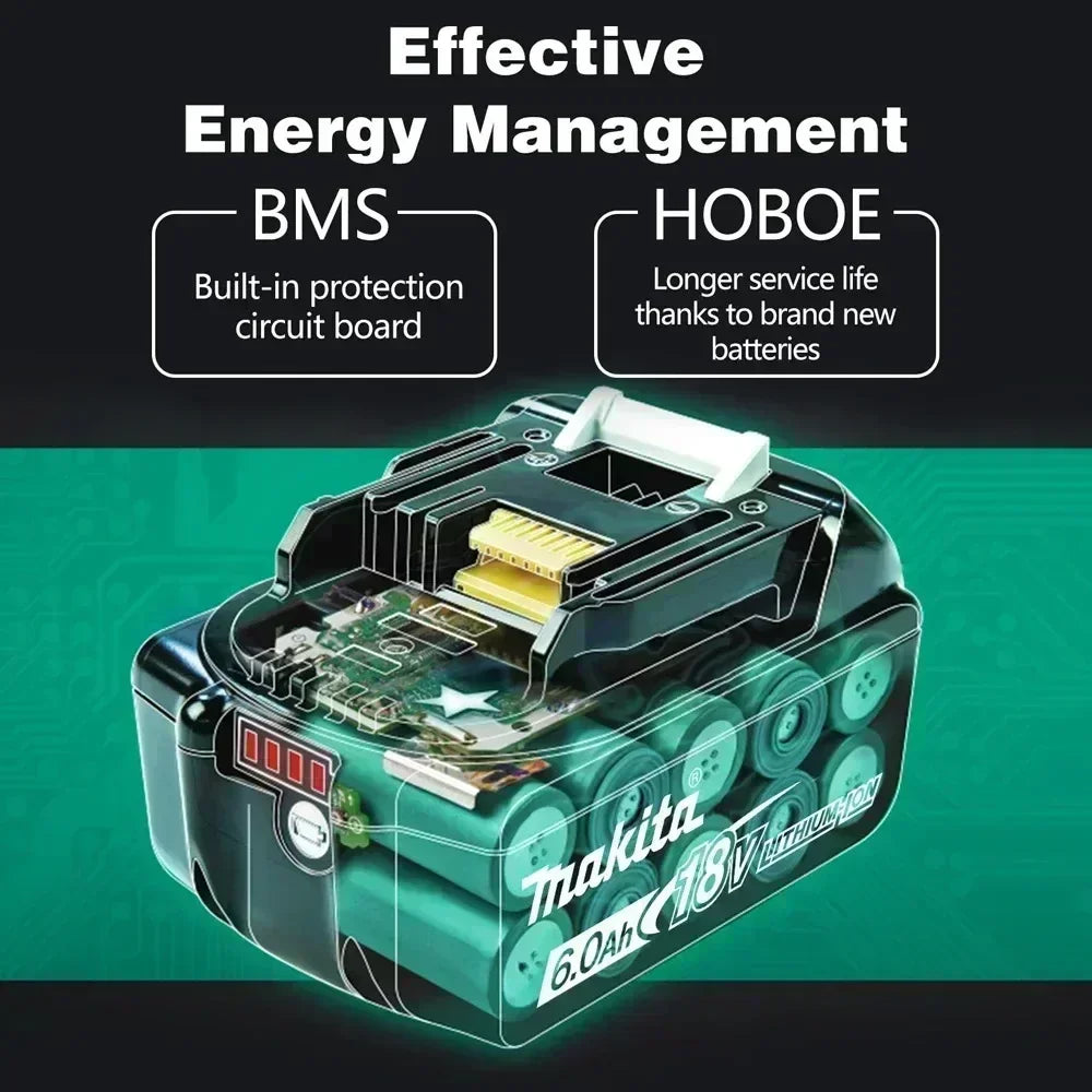 100% Original Makita 18V Lithium Battery – 6Ah/5Ah/3Ah Compatible with DTW700, DDF487, DTD173, DGA404, HR140D, DJV182 Tools