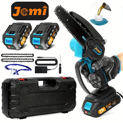 Jemi Tool 6" Mini Chainsaw – 21V Battery Powered Portable Electric Saw with Automatic Oiler for Easy Pruning