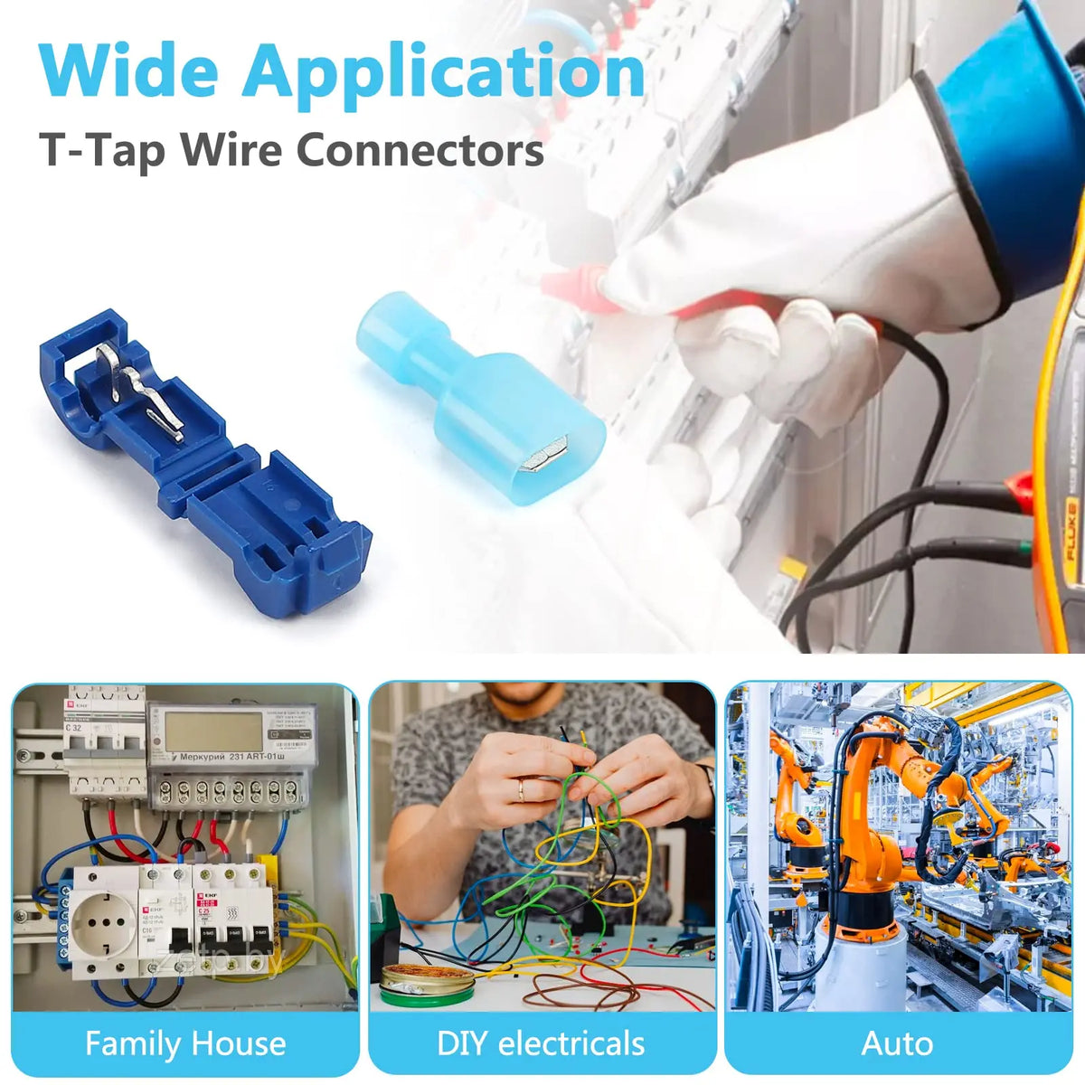 T-Tap Wire Connectors - Nylon Insulated Self-Stripping Quick Disconnect Electrical Wire Splice Terminals, 40/50/60PCS