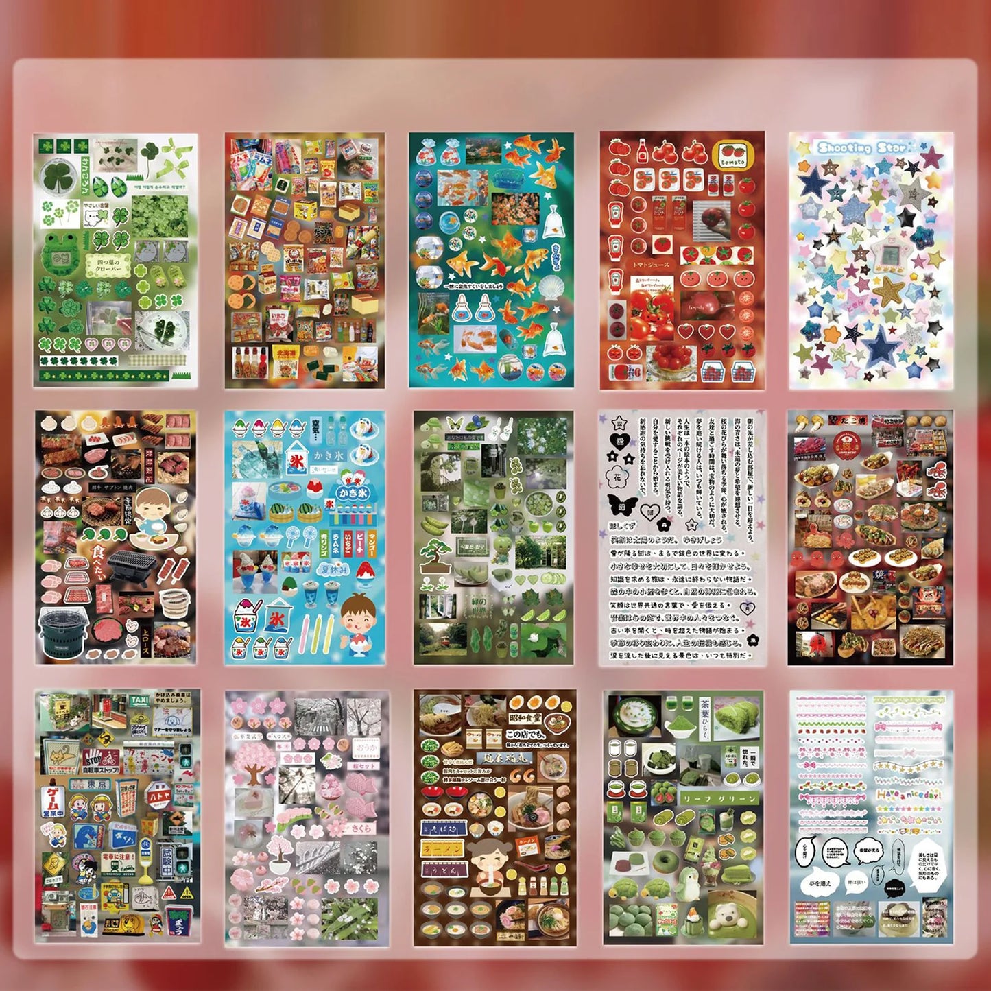 30 Sheets Japanese Style Sticker Book - Cute Cartoon Die Cut Stickers for DIY Scrapbooking Journals & Crafts