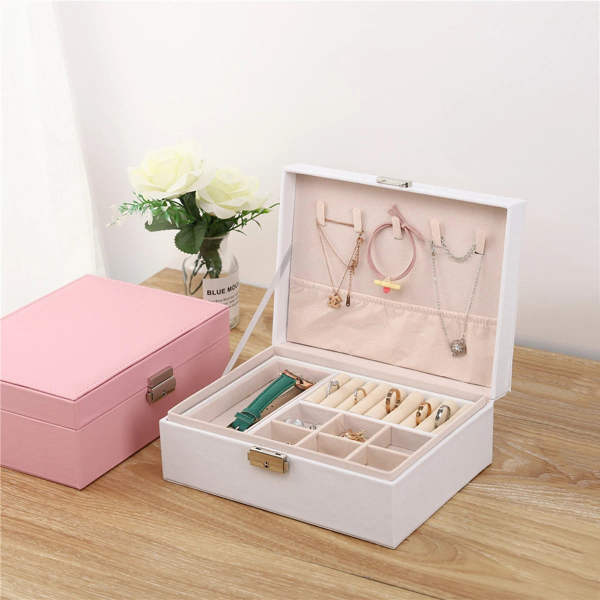 Large Capacity Jewelry Storage Box – Multi-Compartment Organizer for Rings, Necklaces & Earrings