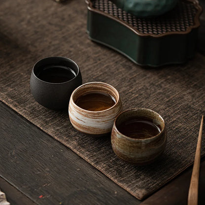 Japanese Handmade Stoneware Tea Cup – Small Kung Fu Single Teacup Vintage Style
