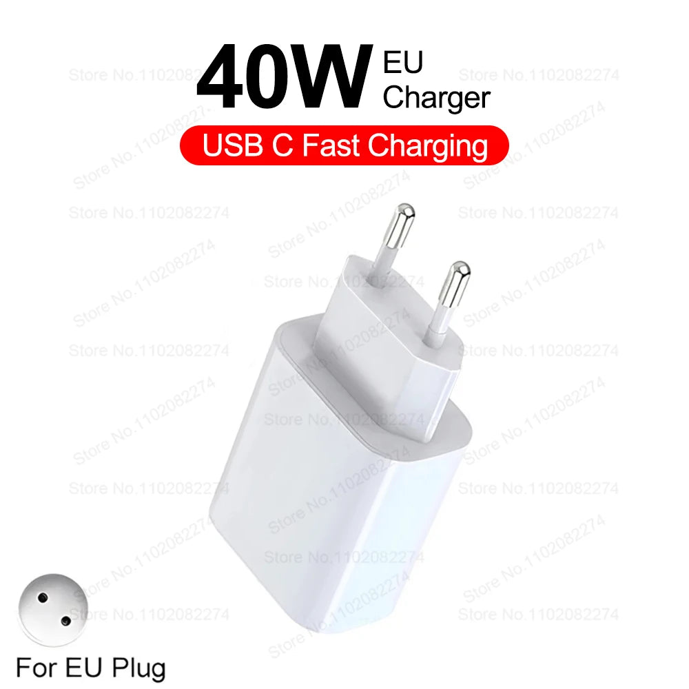 PD 40W Fast Charger - USB-C Charging Cable for iPhone 16/15/14/13/12/11 Pro Max, Plus & iPad Air