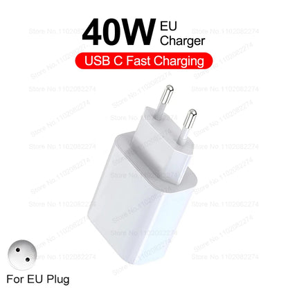 PD 40W Fast Charger - USB-C Charging Cable for iPhone 16/15/14/13/12/11 Pro Max, Plus & iPad Air