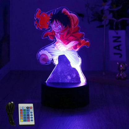 One Piece Luffy Zoro Action Figures 3D LED Lamp – Anime PVC Model Toy Night Light for Kids & Christmas Gift