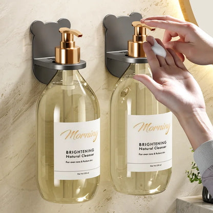 Universal Adjustable Shower Gel Bottle Rack - Wall-Mounted Shampoo Bottle Holder with Hand Soap Dispenser Hook, No Punching Required