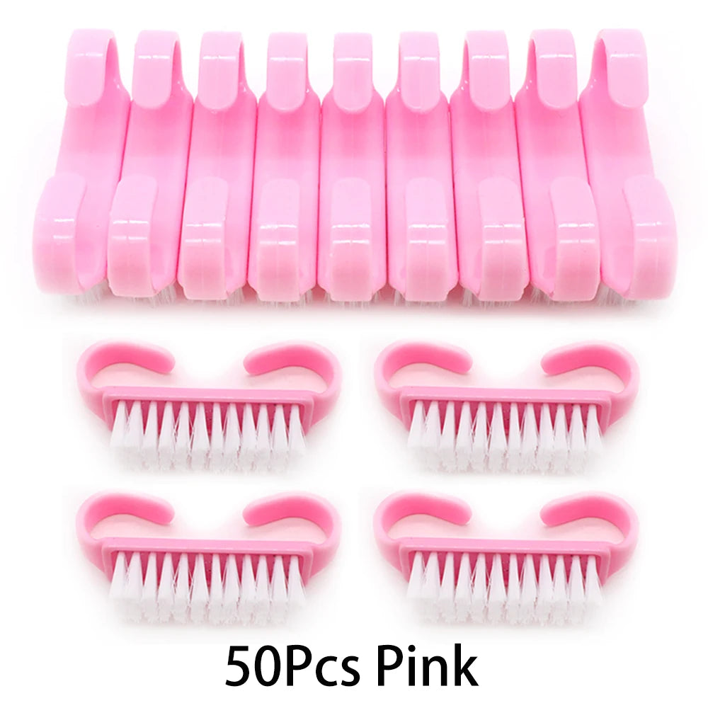10/20/50/100pcs Nail Cleaning Brush Set - Handle Grip Fingernail Scrubber Tools for Men & Women Manicure Care