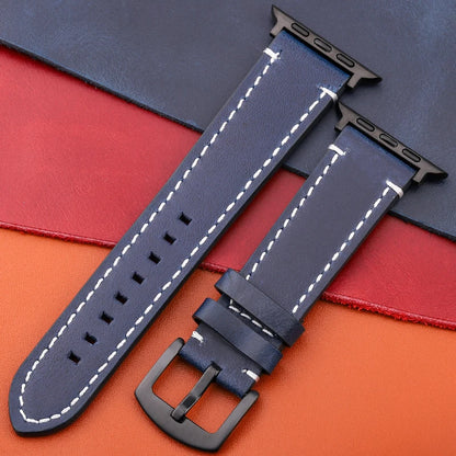 Genuine Leather Apple Watch Strap – Compatible with Series 7, 6, 5, 4, SE (40mm–49mm) for Men & Women
