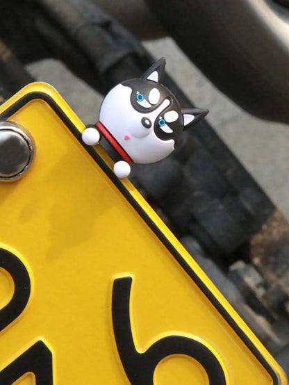 3D Husky Car Dashboard Ornament - Cute Rubber Auto Decor & Motorcycle Accessory