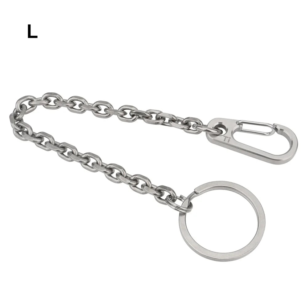 Short Chain Titanium Key Belt Buckle – Titanium Alloy Waist Ring EDC Outdoor Tool