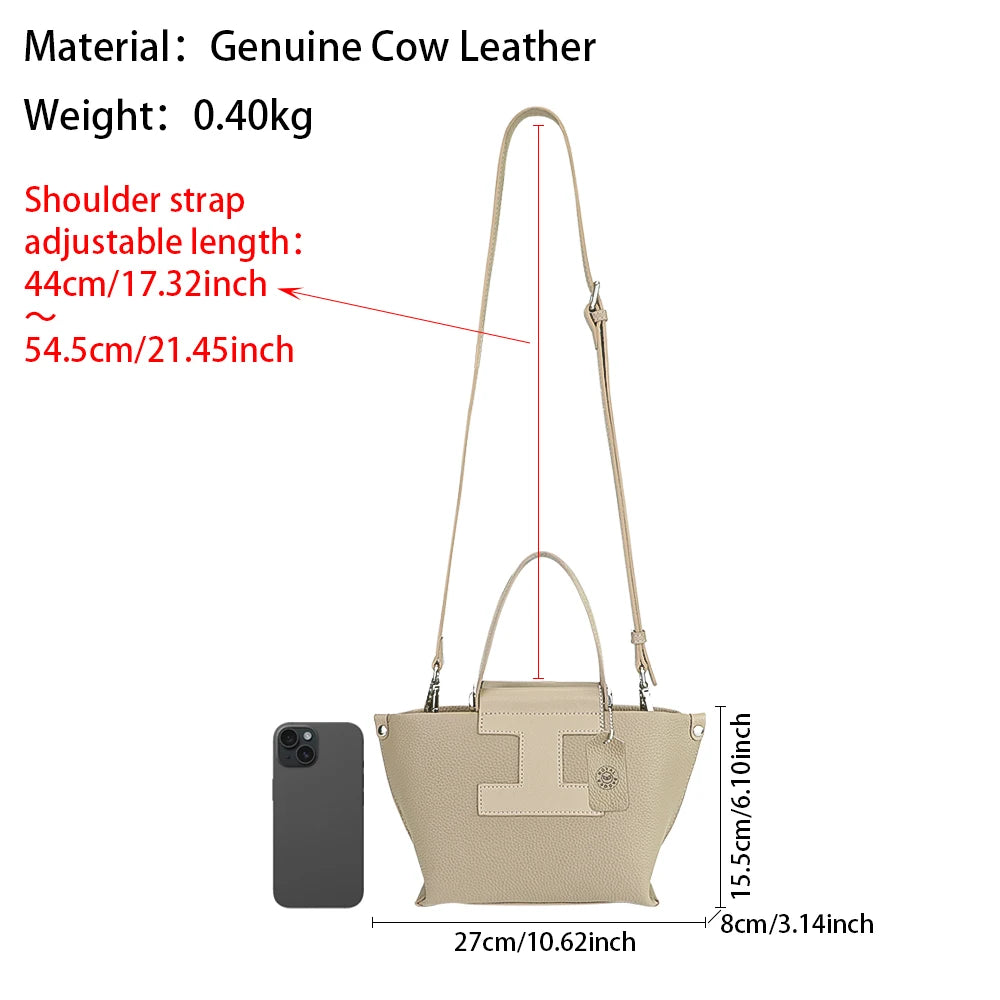 Royal Bagger Top-Handle Genuine Leather Handbag for Women – Trendy Casual Crossbody Bag with Adjustable Shoulder Strap 1859
