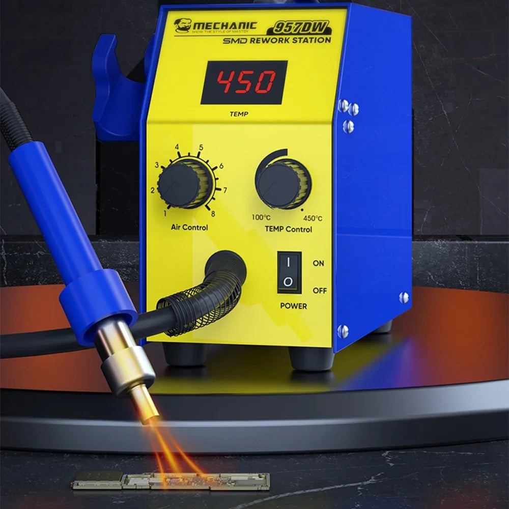 MECHANIC 957DW Soldering & Desoldering Station – Dual-Scroll Hot Air Rework Tool for PCB Mainboard and Tin Soldering