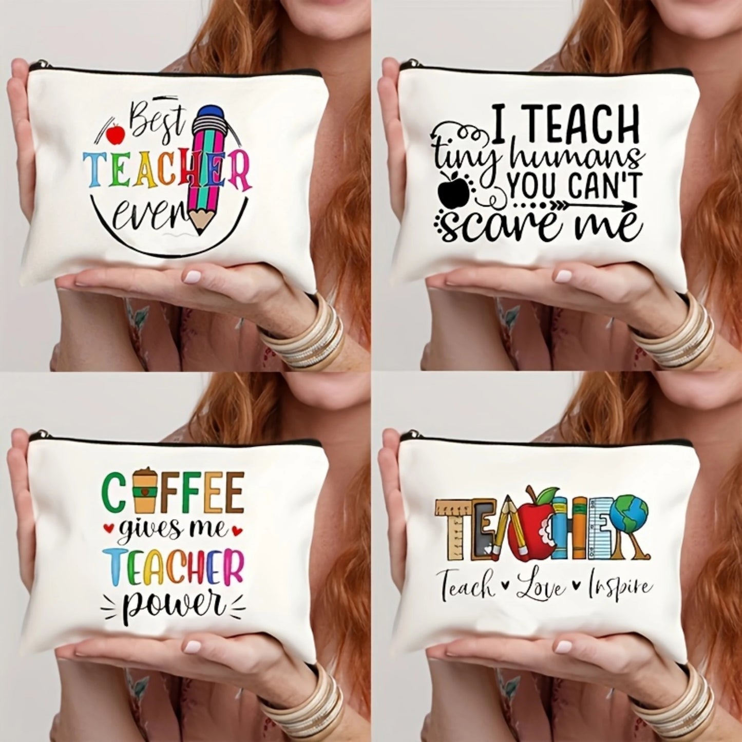 Chic Canvas Cosmetic Pouch – Durable Travel Makeup Organizer & Stylish Gift for Teachers