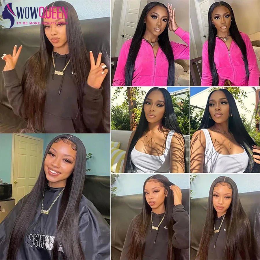 Straight Human Hair Bundles With Closure - Raw Brazilian Hair Extensions 2x6 4x4 13x4 Transparent Frontal Weave Set