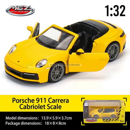 MSZ 1:32 Die-Cast Car Model — Porsche 911 GT3 RS, Audi, BMW & Nissan Alloy Toy Collectible, Decorative Gift for Kids & Adults