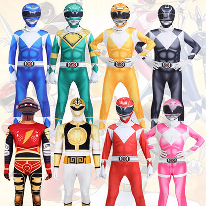 Samurai Ranger Cosplay Costume Set - Superhero Jumpsuit & Mask for Halloween and Birthday Parties